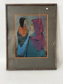 Steinlauf. Pastel Two Women Signed.