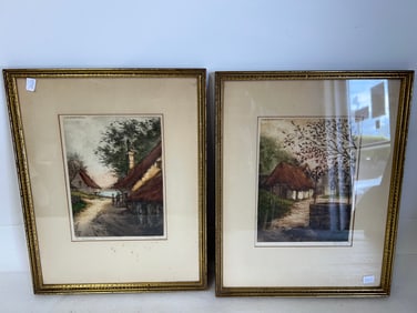 P. Raffray Signed Pair of Sgd. Lithographs