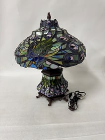 Fine Quality Leaded Peacock Lamp