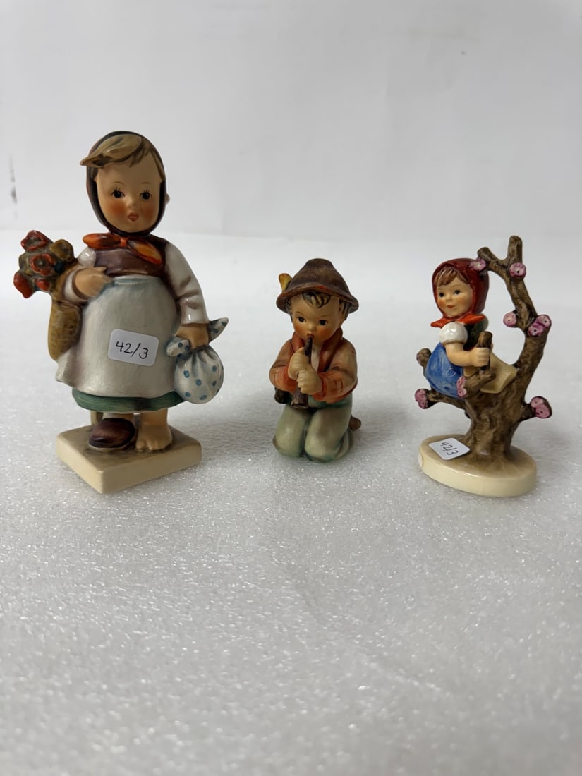 Hummel Figurines (3): Weary Wanderer, Little Tutor, Apple Tree Girl