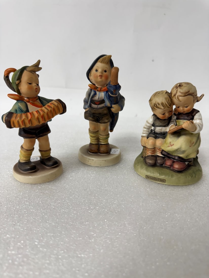 Hummel Figurines (3): Acordion Boy, Smart Little Sister and Home from Market