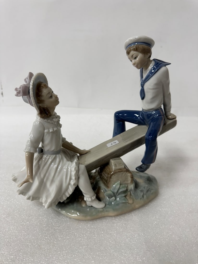 Lladro Figure See Saw Sgd: 9 1/2"H x 10"W