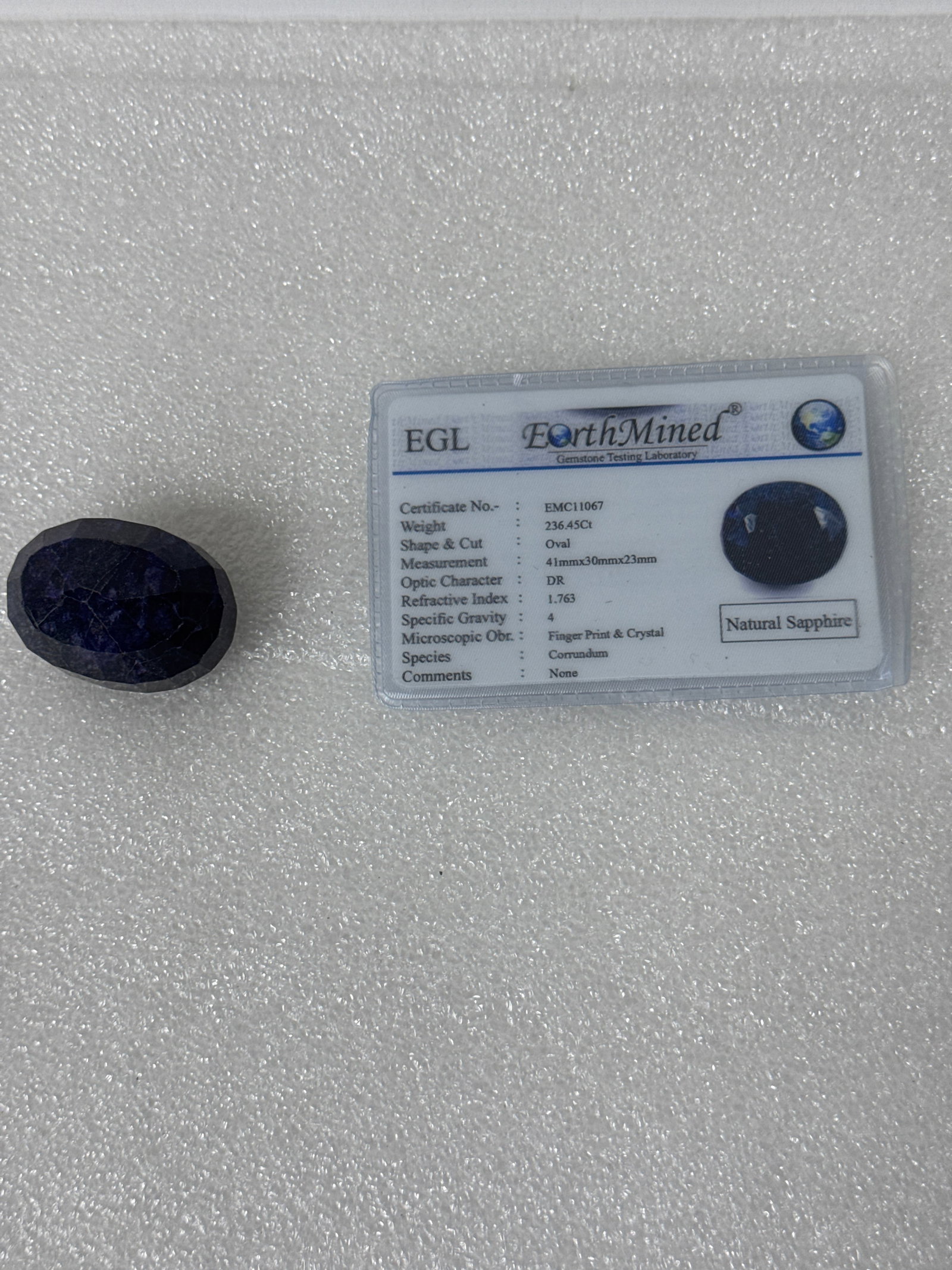 Natural Sapphire 236.45 Carats: As pictured (Photo will be on on Monday)