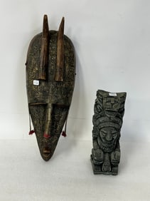 Wooden Inca Mask & Carving