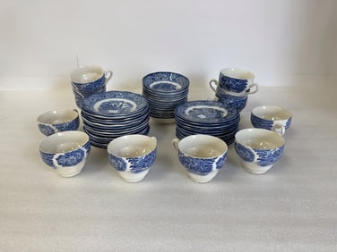 "Liberty Blue" Staffordshire Ironstone China Set (53)