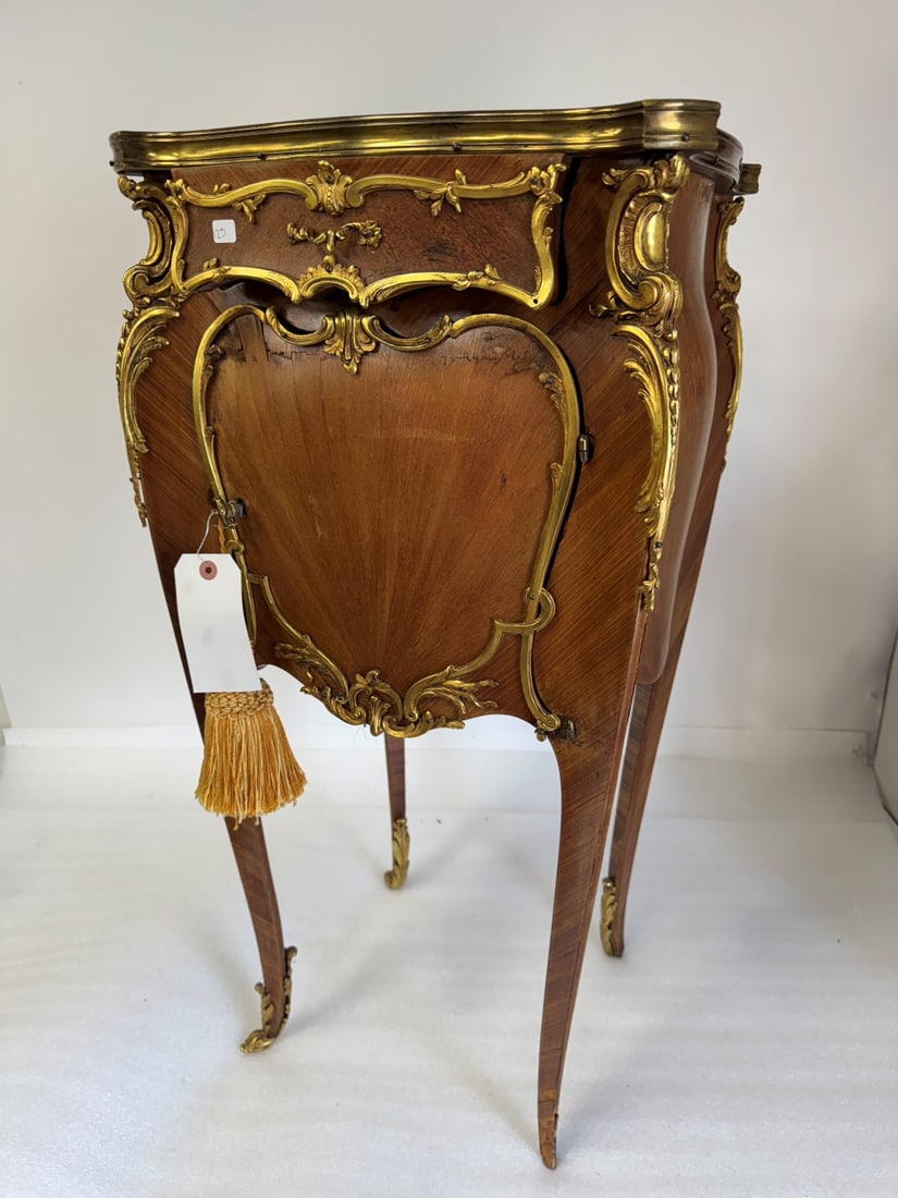 19th C. Gilt-Bronze Mounted Bedside Humidor: 15"L by 15.5"W by 33"H. Key included.Perhaps a humidor.