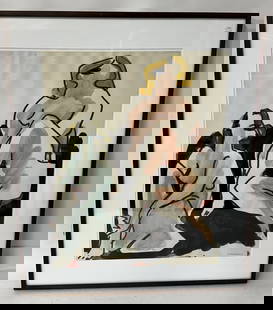 Nicholas Marsicano; Watercolor Two Nudes Sgd: Gallery matted and framed Nudes . Sgd. lower right 31 1/4"H x 26 1/4"