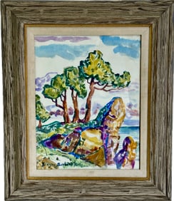 Birger Sandzen; American Watercolor - Mountain Lake Signed