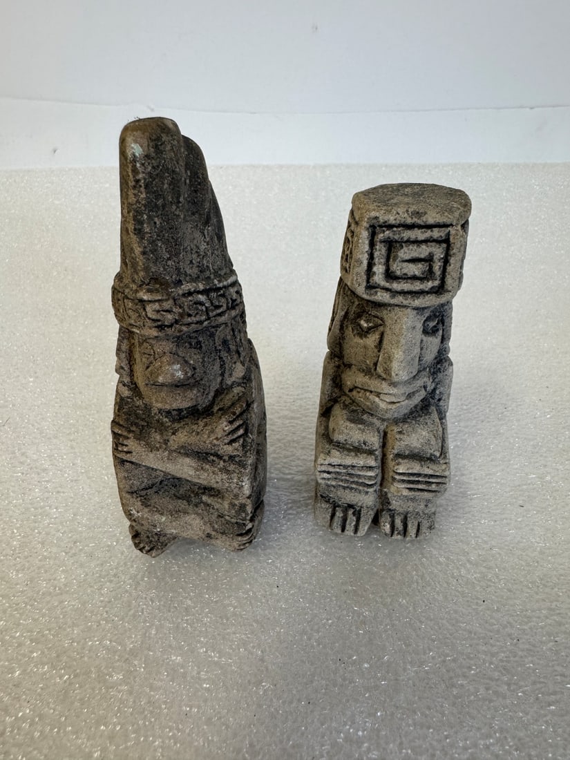 Inca Stoneware Cabinet Pcs. (2): One a chief. 3 1/2" and 4"