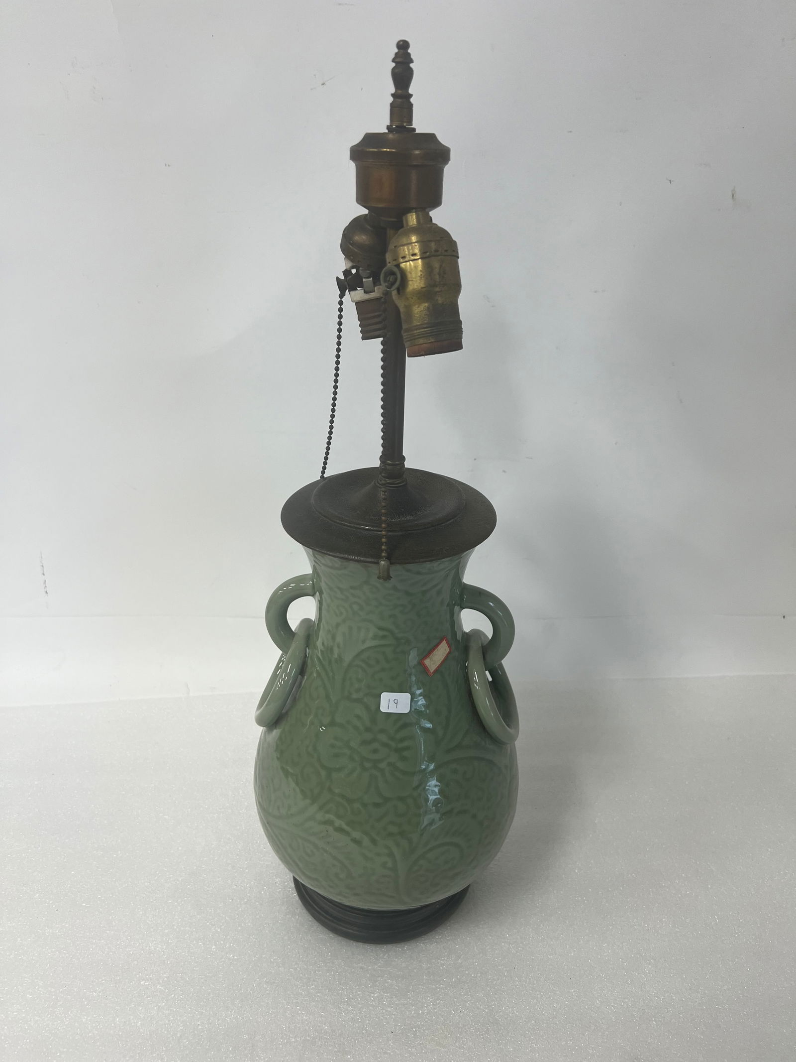 Antique Celadon Lamp Base (1 of 3)