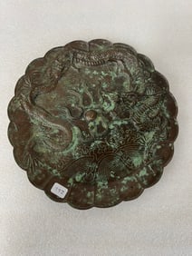 19th C. Bronze Dragon Tray