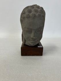 Stone Sculpture Buddha Head on Stand