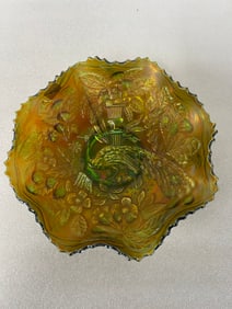 Fenton Carnival Glass Peacock Bowl