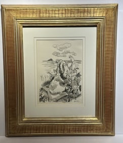 Thomas Hart Benton(after); American Ink Drawing - Cotton Pickers