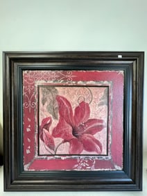 Red Lily Print On Board