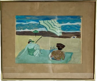Milton Avery; Important 20thC. Modernist Mixed Media Signed
