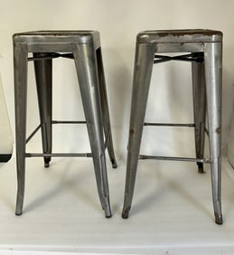 Pair of Industrial Metal Stools