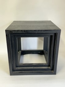 Mid-Century Modern Ebonized Wood Cube Table