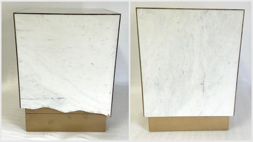 Pair of Designer Marble and Brass Pedestals