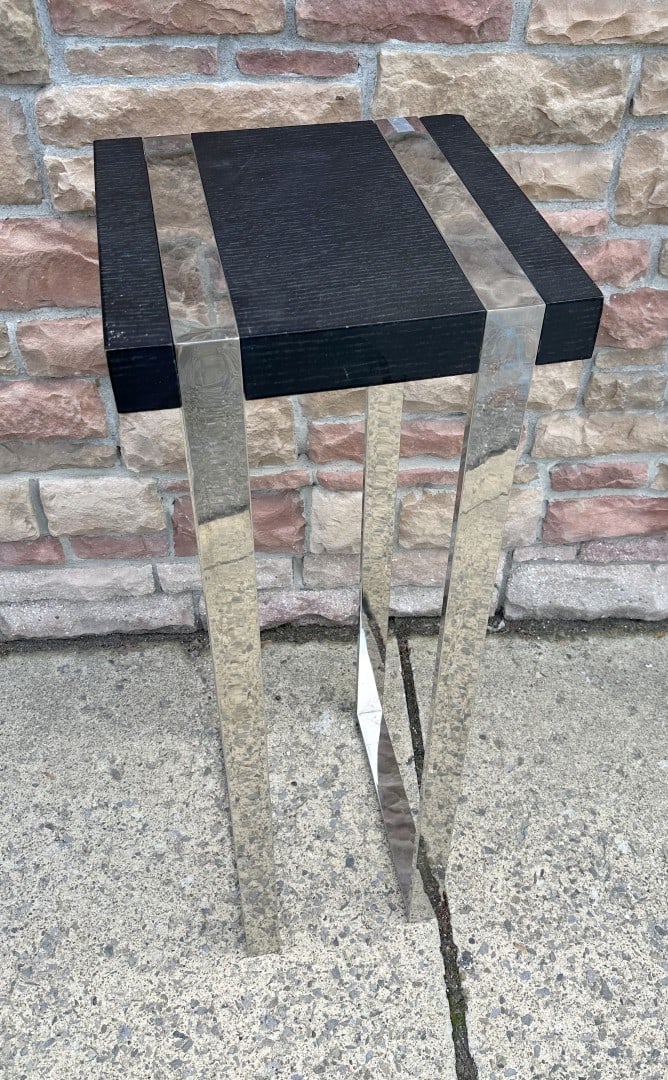Milo Baughman Style Chrome and Wood Pedestal (1 of 4)