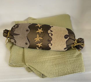 Designer Pillow and Quilted Blanket