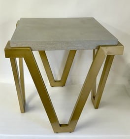 Contemporary Gilt Metal and Laminated Accent Table