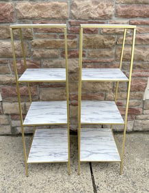 Pair of Faux Marble and Gilt Metal Stands
