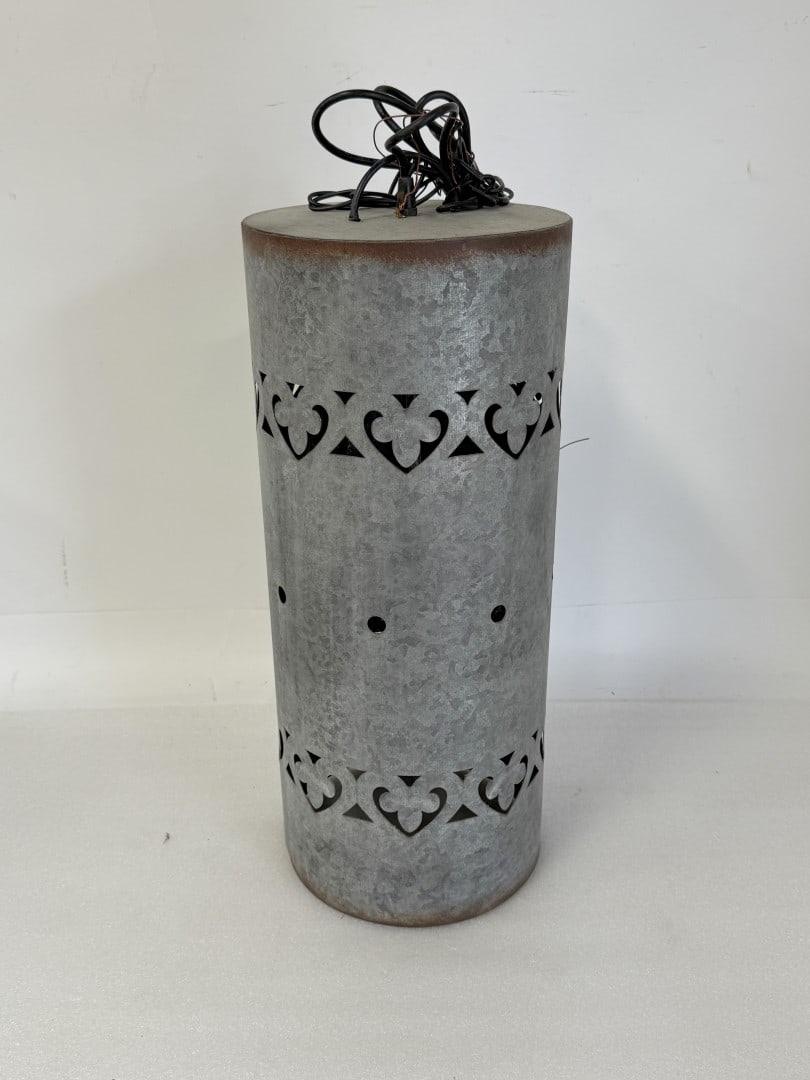 Handcrafted Galvanized and Pierced Metal Hanging Fixture (1 of 2)