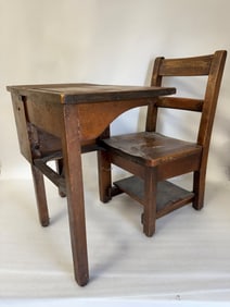 Antique Wooden School Desk w/Lift Top