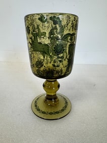 Antique Decorated Art Glass Goblet