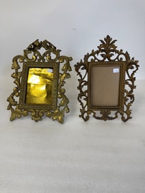 Very Fancy Brass Antique Picture Frames (2)