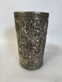 Tibetan Paperweight Fancy Silver Vase