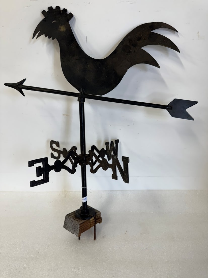 Iron Weathervane: Has been mounted and with screw for attachment and/or display 23 1/2"H x 19"W;