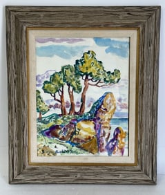 Birger Sandzen; American Watercolor - Mountain Lake Signed