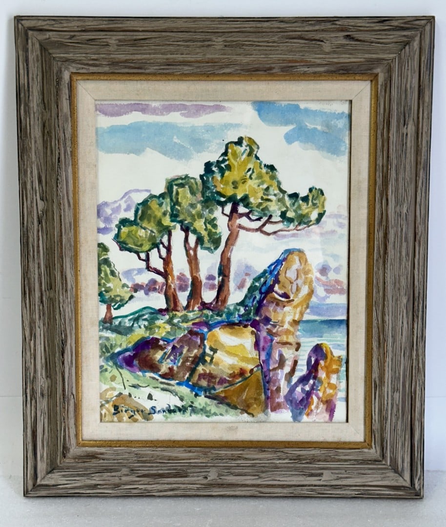 Birger Sandzen; American Watercolor - Mountain Lake Signed (1 of 4)