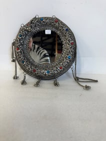 Unusual Silverplated Chased Mirror