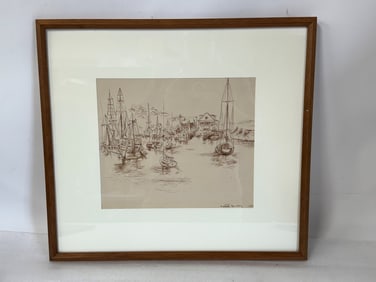 Eugenie Gershoy; 20thC. Modernist Ink Drawing Signed