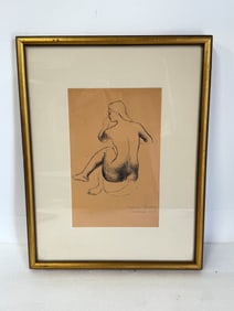 Eugenie Gershoy; 20thC. Modernist Ink Drawing Signed