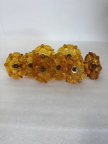 Amber Glass Curtain Tie Backs.(8)