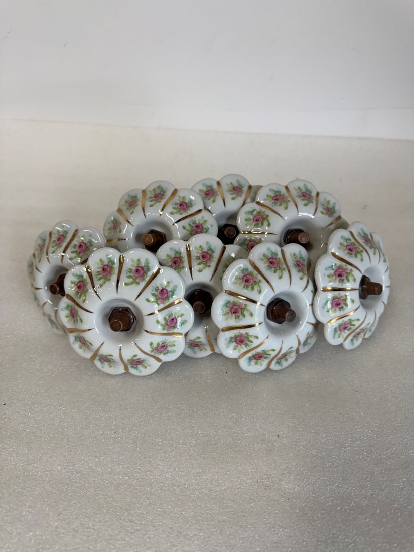 Pink Floral Curtain Tie Backs (8): 4"W