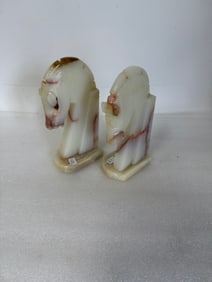 Pr. Carved Onyx Horse Bookends