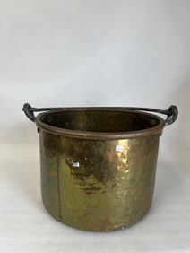 Large Dovetailed Handled Brass Pot
