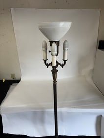 Victorian Iron and Milk Glass Floor Lamp