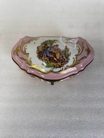 19th C French Porcelain & Dore Bronze Dresser Box