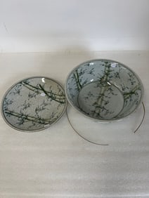 Oriental Brass Bound Bowl and Plate