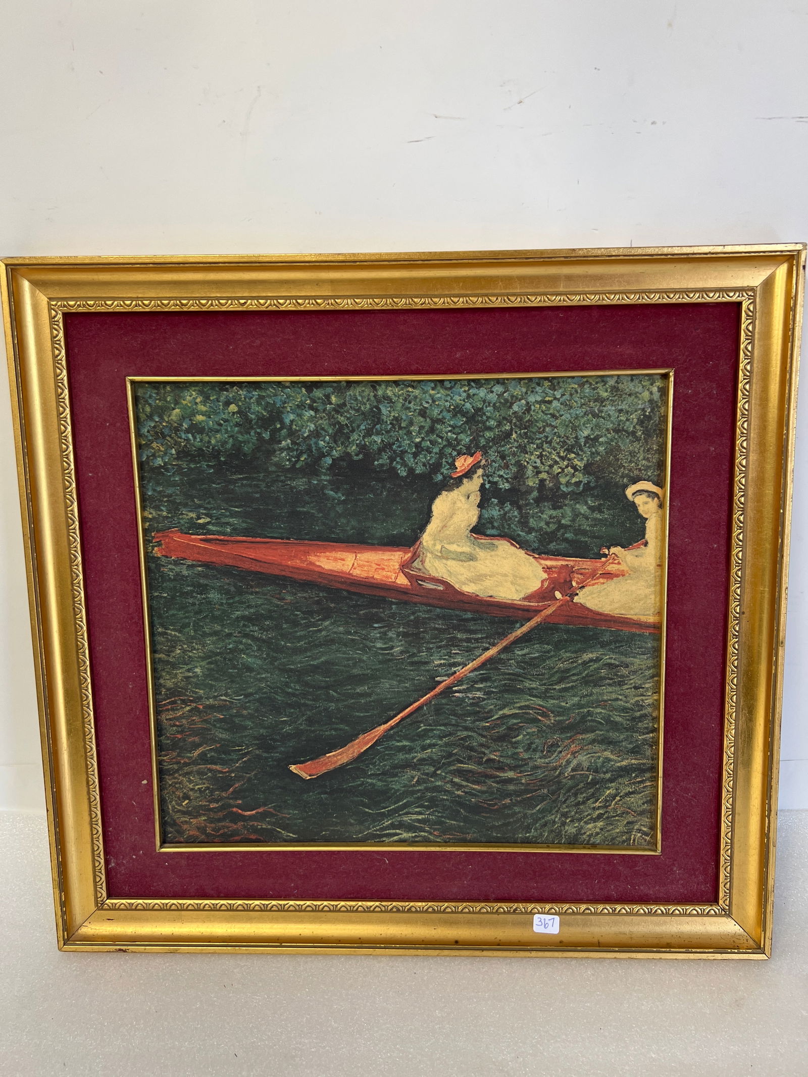 Victorian Style Print  Women in Row Boat (1 of 3)