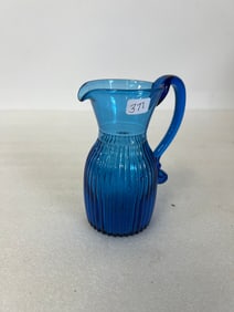 19th C. Blue  Blown Glass Pitcher