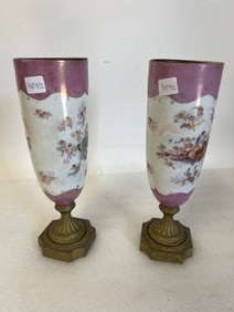Pr. Vintage  Pink and White Glass Decor