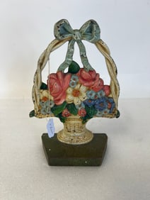 Cast Iron Dor Stop Basket of Flowers
