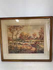 Watercoloor :Landscape with Barn